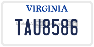 TAU8586  license plate in VA