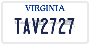 TAV2727  license plate in VA