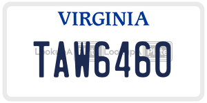 TAW6460  license plate in VA
