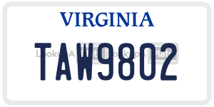TAW9802  license plate in VA