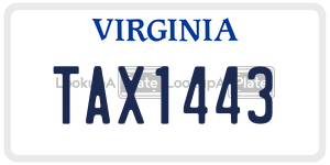 TAX1443  license plate in VA