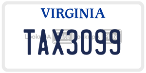 TAX3099  license plate in VA