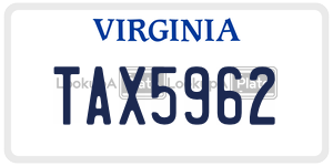 TAX5962  license plate in VA