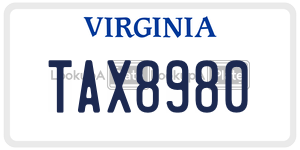 TAX8980  license plate in VA