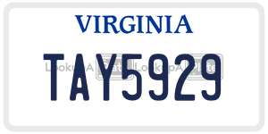 TAY5929  license plate in VA