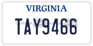 TAY9466  license plate in VA