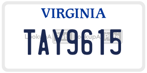 TAY9615  license plate in VA