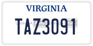 TAZ3091  license plate in VA