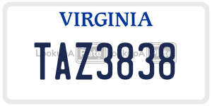 TAZ3838  license plate in VA