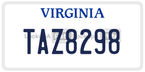 TAZ8298  license plate in VA