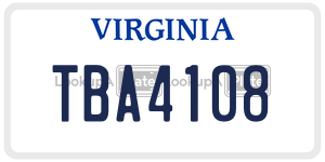 TBA4108  license plate in VA