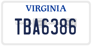 TBA6386  license plate in VA
