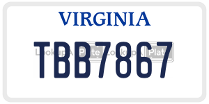 TBB7867  license plate in VA