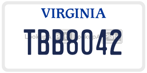 TBB8042  license plate in VA