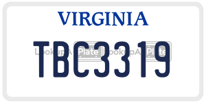 TBC3319  license plate in VA