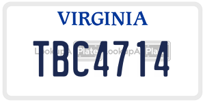 TBC4714  license plate in VA