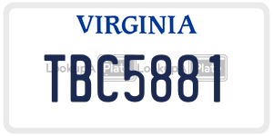 TBC5881  license plate in VA
