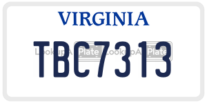 TBC7313  license plate in VA
