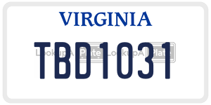 TBD1031  license plate in VA