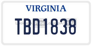 TBD1838  license plate in VA