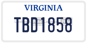 TBD1858  license plate in VA
