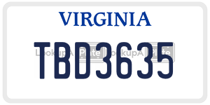 TBD3635  license plate in VA