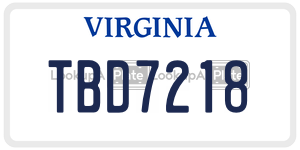 TBD7218  license plate in VA