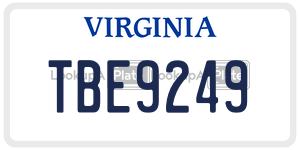 TBE9249  license plate in VA