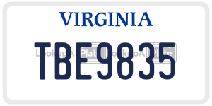 TBE9835  license plate in VA