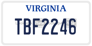 TBF2246  license plate in VA