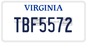 TBF5572  license plate in VA