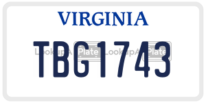 TBG1743  license plate in VA
