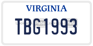 TBG1993  license plate in VA