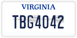 TBG4042 license plate in Virginia