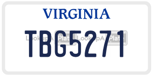 TBG5271  license plate in VA