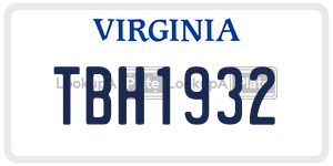 TBH1932  license plate in VA