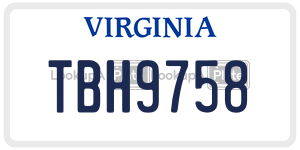 TBH9758  license plate in VA