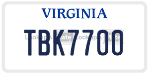 TBK7700  license plate in VA