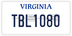 TBL1080  license plate in VA
