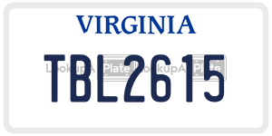 TBL2615  license plate in VA