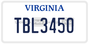 TBL3450  license plate in VA
