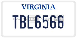 TBL6566  license plate in VA