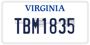 TBM1835  license plate in VA