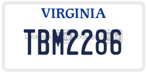 TBM2286  license plate in VA