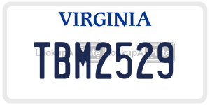 TBM2529  license plate in VA