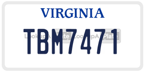 TBM7471  license plate in VA