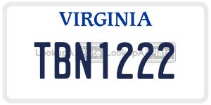 TBN1222  license plate in VA