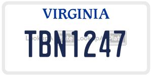 TBN1247  license plate in VA