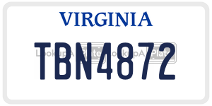 TBN4872  license plate in VA