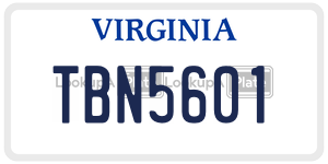 TBN5601  license plate in VA